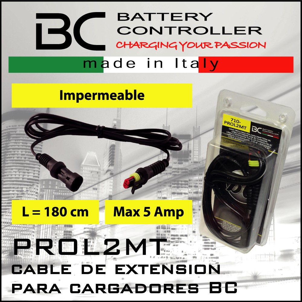 Cable prolongador de 2 metros para cargadores BC Battery controller.