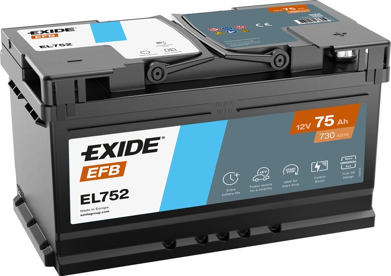 EXIDE EL752 EFB 75Ah 730A START-STOP