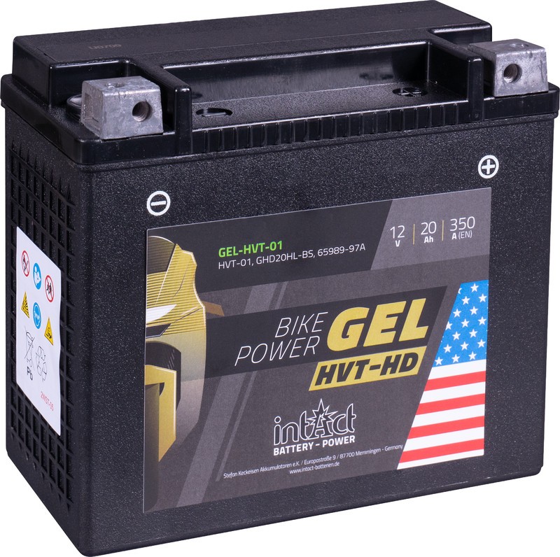 INTACT GEL HVT01 20Ah 350A | YTX20L-BS | Nº 65989-97.. ESPECIAL HARLEY DAVIDSON | 2 AÑOS DE GARANTIA