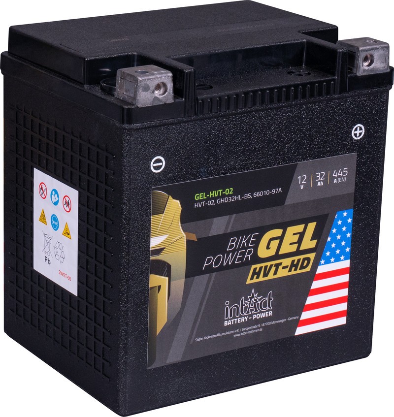 INTACT GEL HVT02 32Ah 445A | YIX30L-BS | Nº 66010-97.. ESPECIAL HARLEY DAVIDSON | 2 AÑOS DE GARANTIA