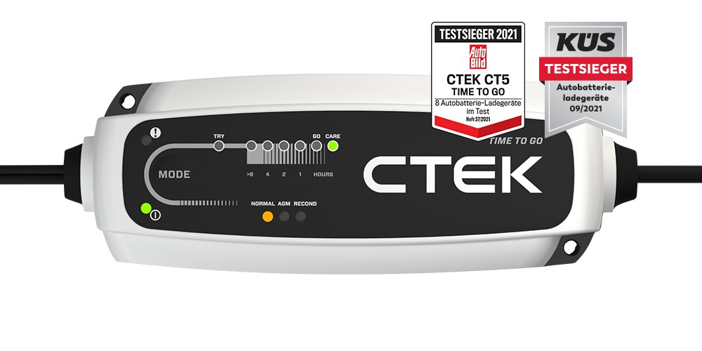 CTEK CT5 5A Time To Go | Para Baterias de 20ah a 160ah e incorpora sistema de tiempo restante de carga.