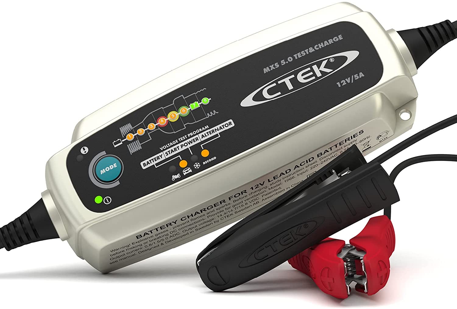 CTEK MXS 5.0 TEST & CHARGE | Para baterias de motos y coches e incorpora comprobador de baterias y alternador.
